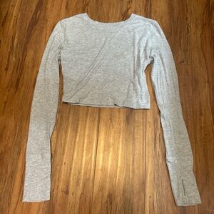 Aerie Gray Long Sleeve Ribbed Top